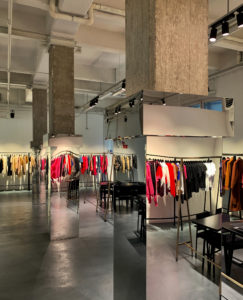 MSGM set design showroom mirror columns