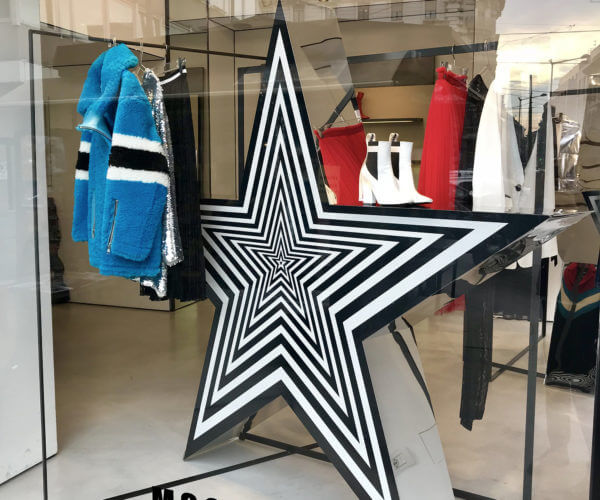 MSGM star window design optical, black and white striped