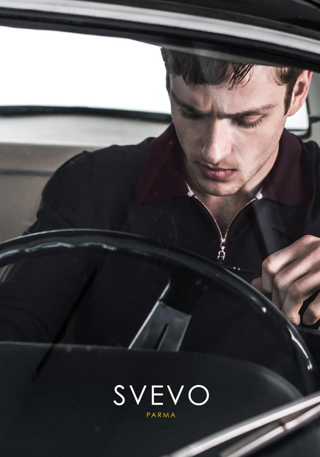 Svevo Parma catalogue styling: cashmere sweater and car