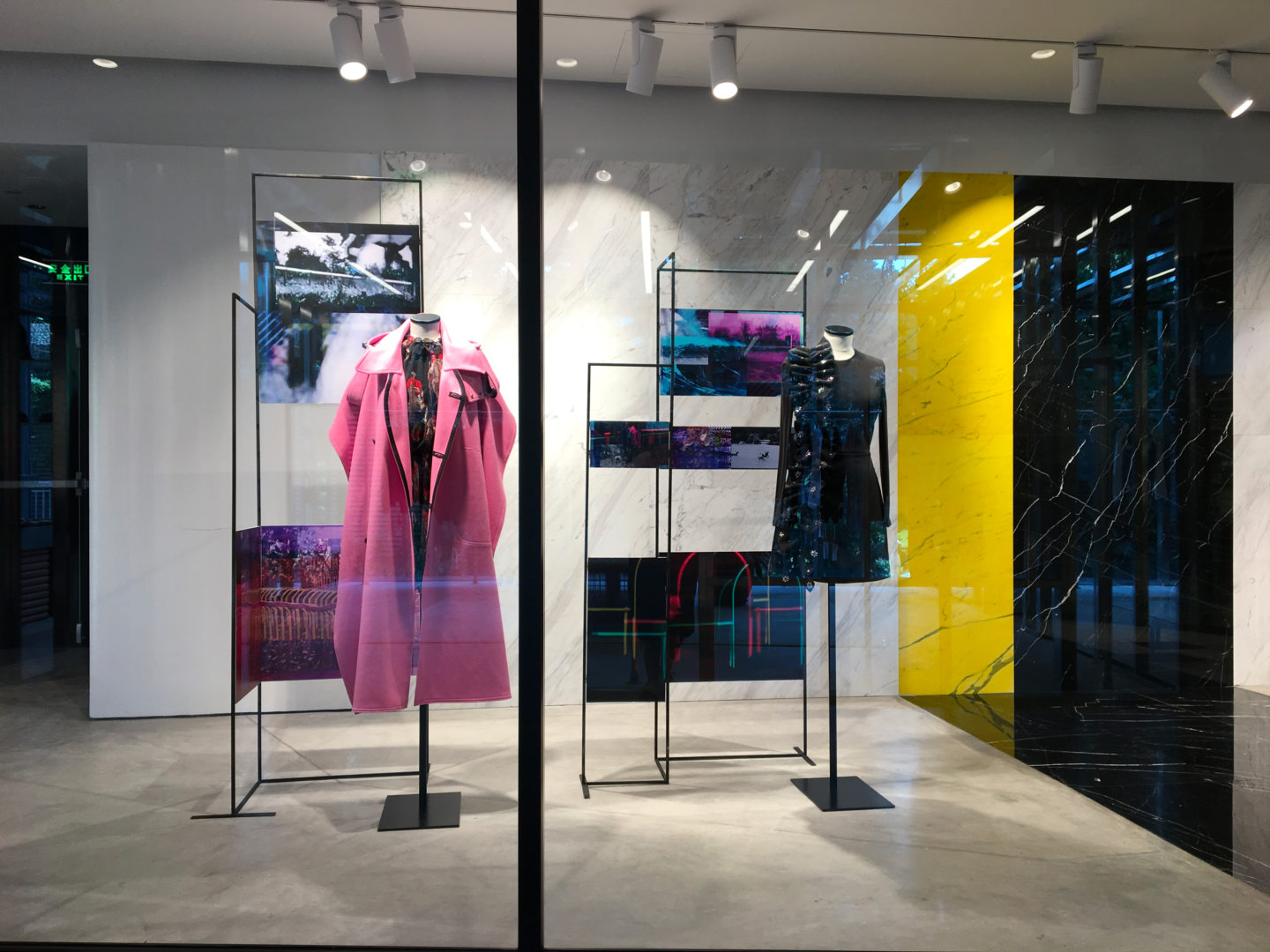 MSGM black iron frame window design display pink