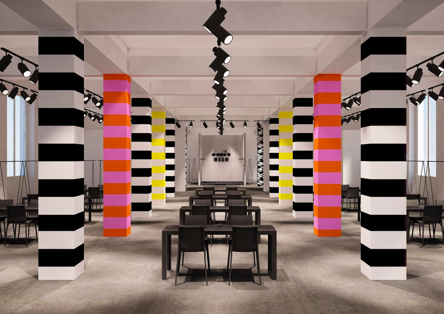 MSGM columns striped spatial design color bicolor