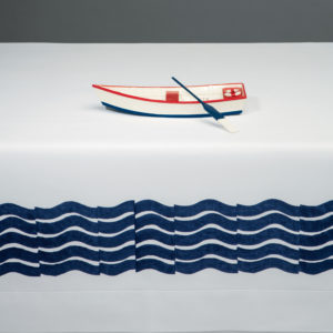 Quagliotti_Onde tablecloth printed styling boat wave