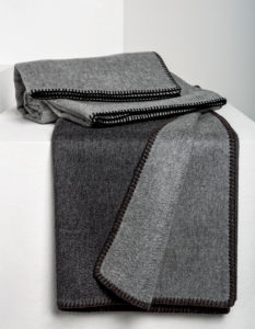 Masserano Cashmere throw product design gray doubleface horse stitch