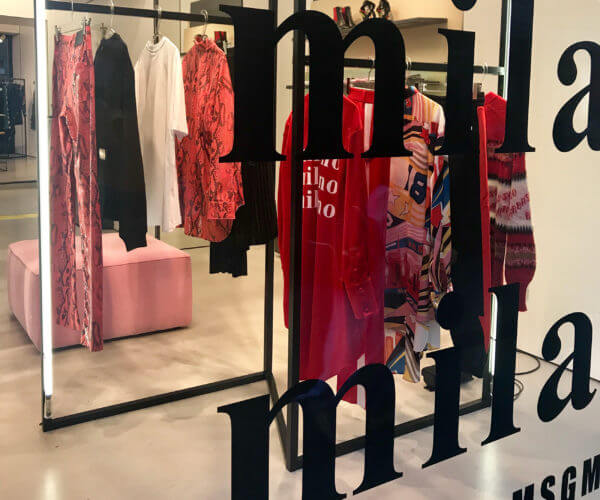 MSGM stickers window design milano red