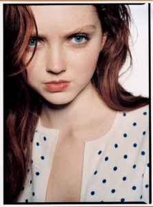 styling, dots, cashmere, lily cole, portrait