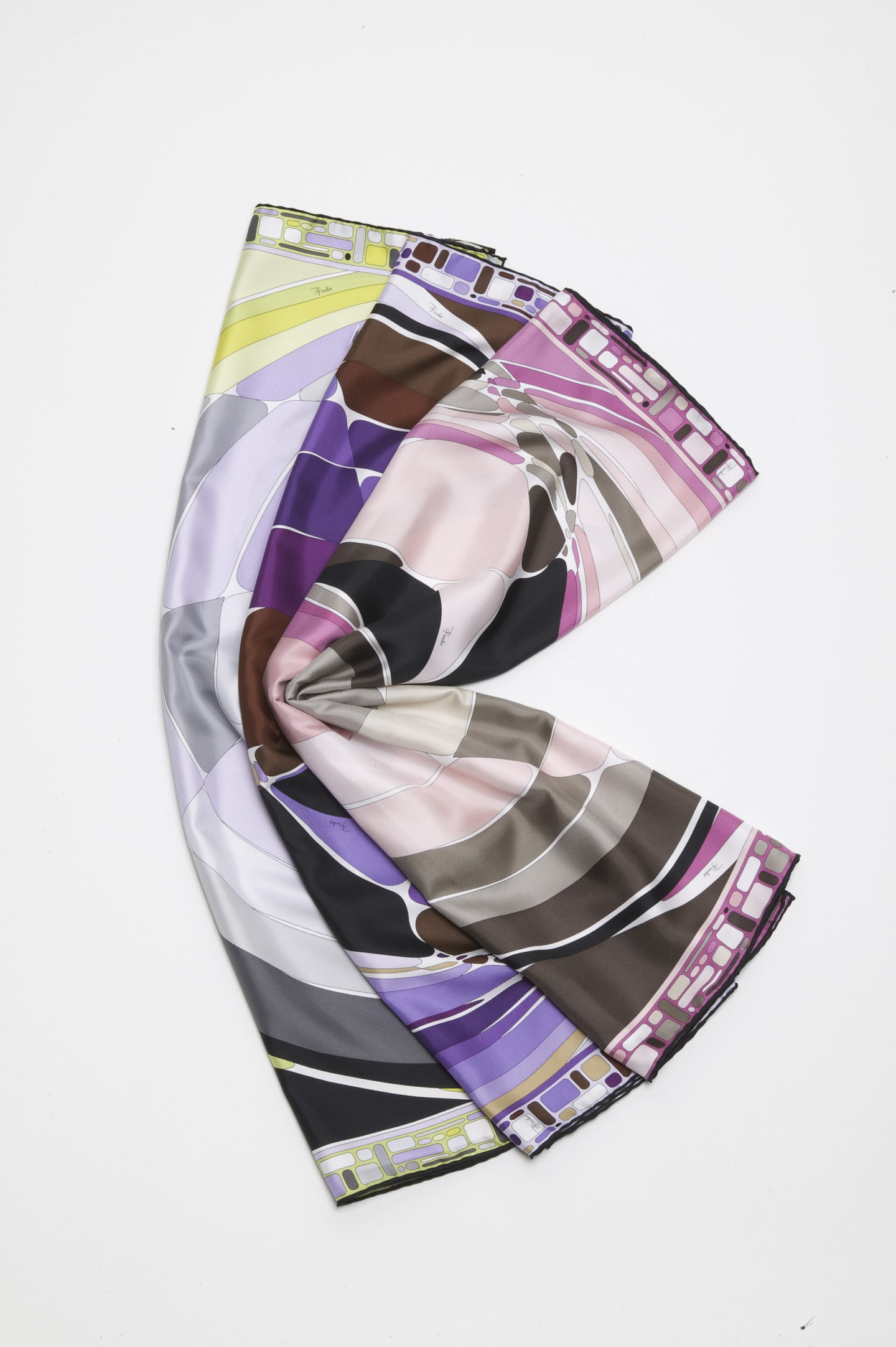 still life, emilio pucci, styling, scarves, purple, pink
