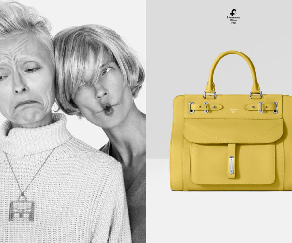 styling, modelle, borsa, giallo, fonta pelletterie