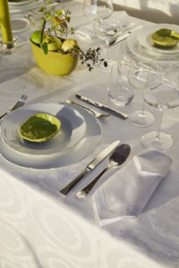 tavola, tovaglia, fiori, bianco, jacquards, christianrizzi, verde, styling