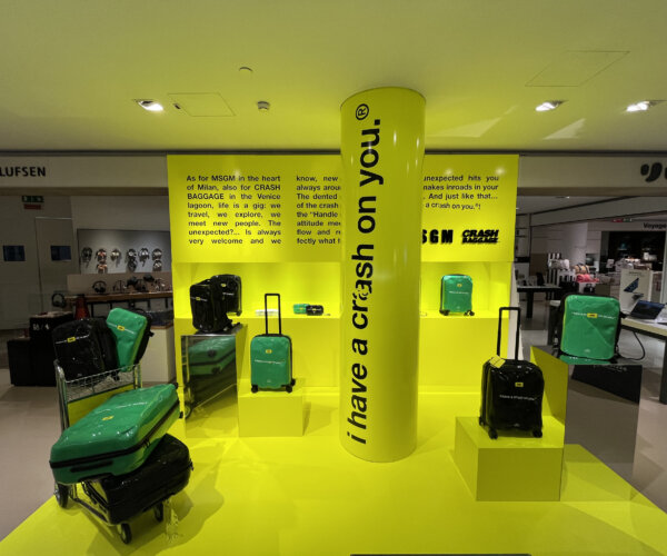 Valigie, giallo, fluo, zaini, msgm, christianrizzi, set up